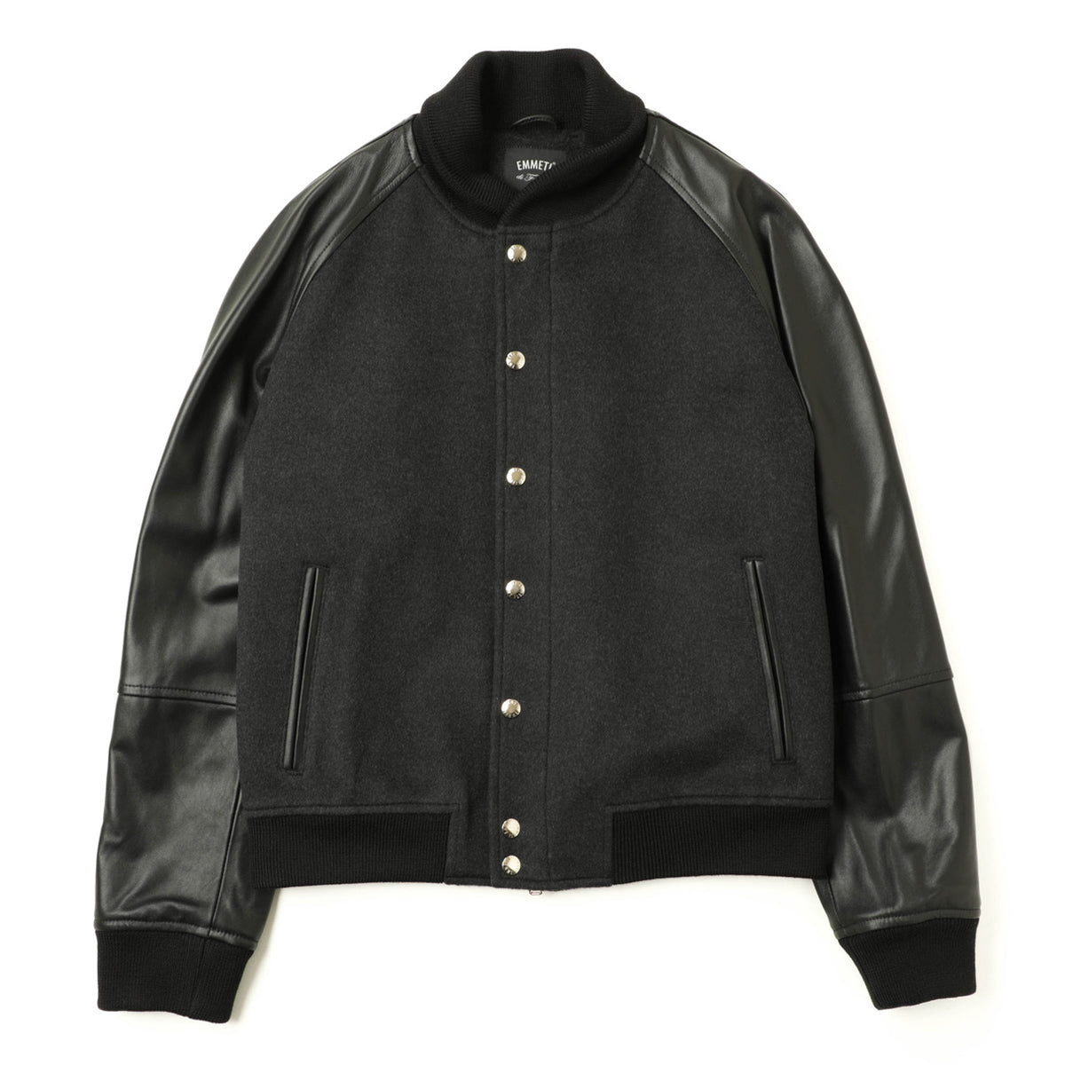 エンメティ / 【新色登場!】【菅原靴店完全別注!】【GOLD仕様】NILO ゴールド レザー ウール カシミヤ スタジャン / チャコールグレー