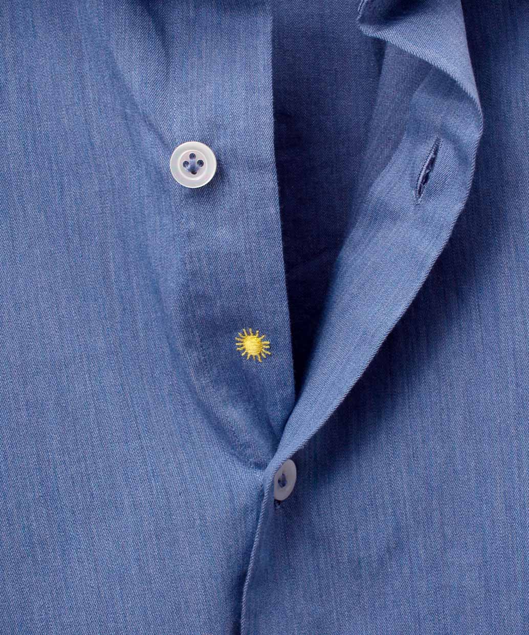 GIANNETTO コットン シャンブレー セミワイドカラーシャツ