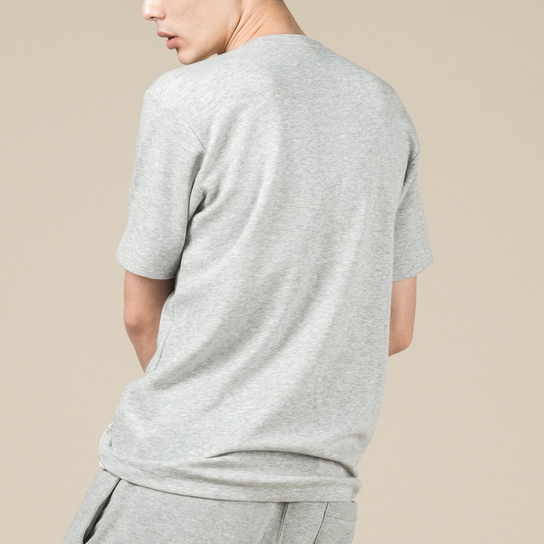 コットン&シルク VネックTシャツ (グレー)