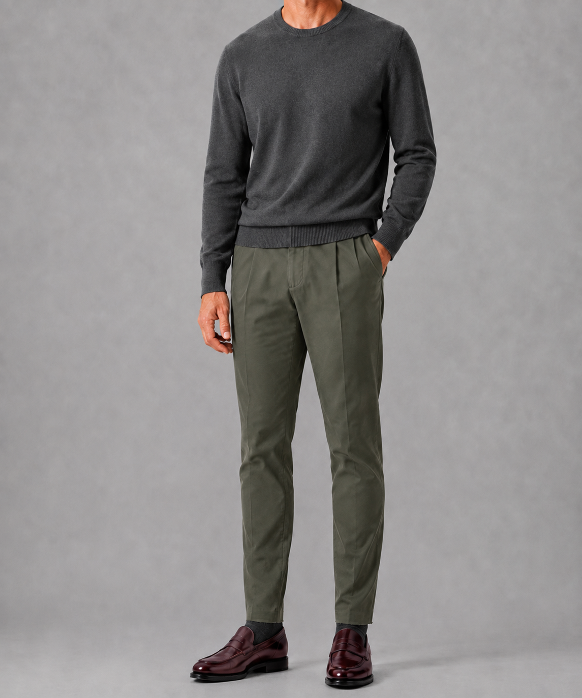 BRIGLIA 1949〈ブリリア 1949〉BG07 コットンストレッチ ワンプリーツ テーパードパンツ
