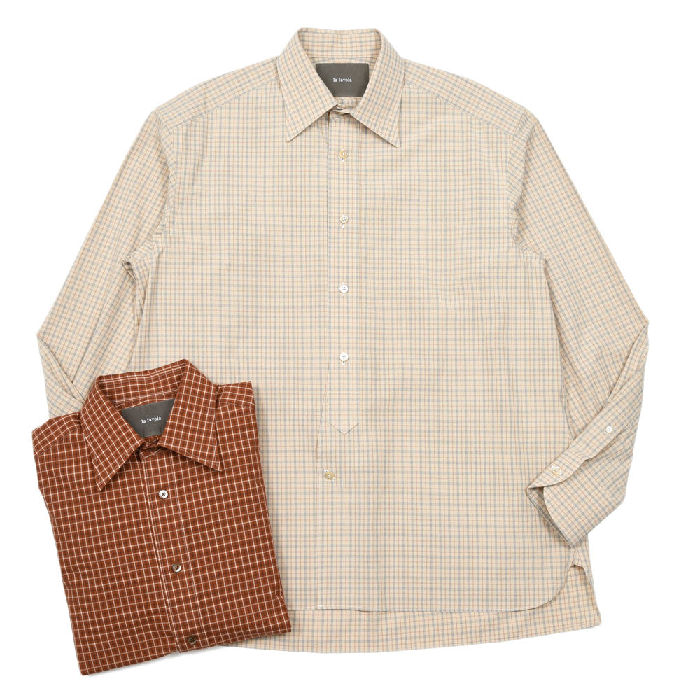 la favola(ラファーヴォラ) コットンチェックシャツ BIG SHIRT S10 11061401146