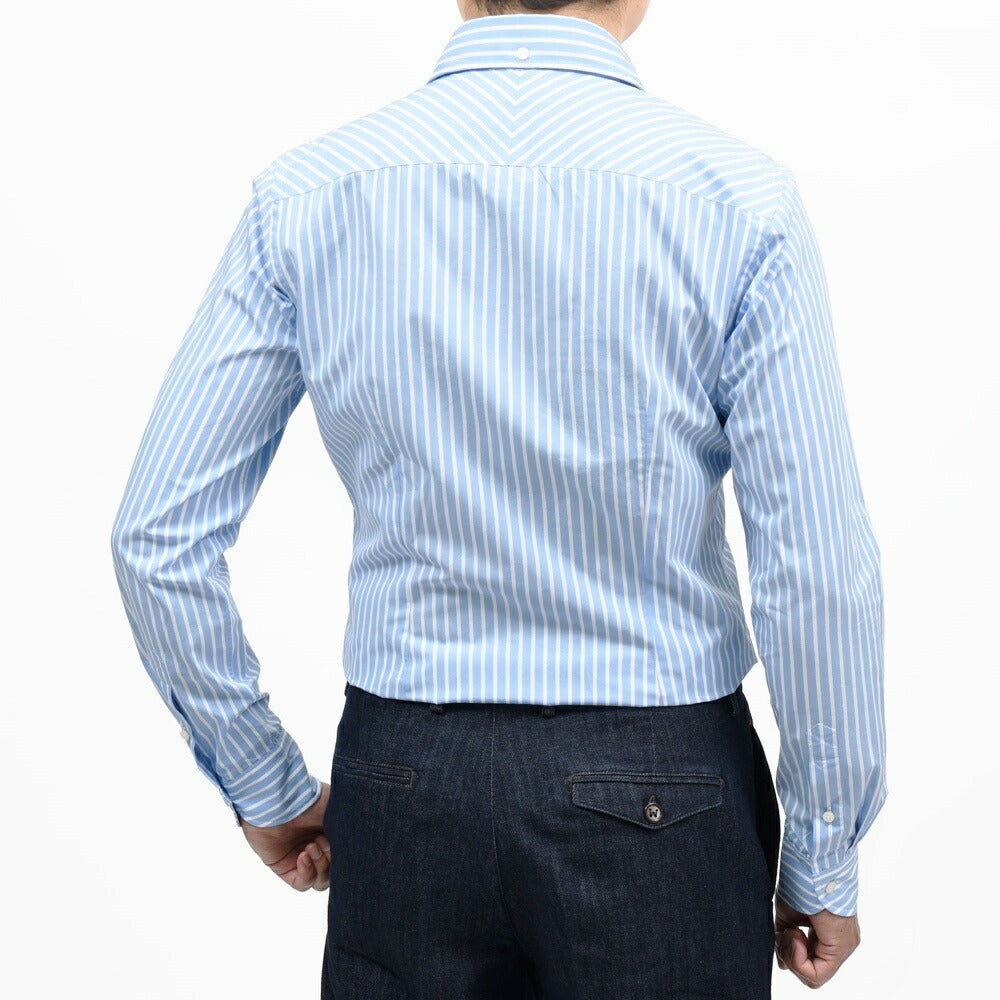 GLANSHIRT(グランシャツ) コットンブロードストライプセミワイドカラーシャツ 476-51404(M) 11065301052