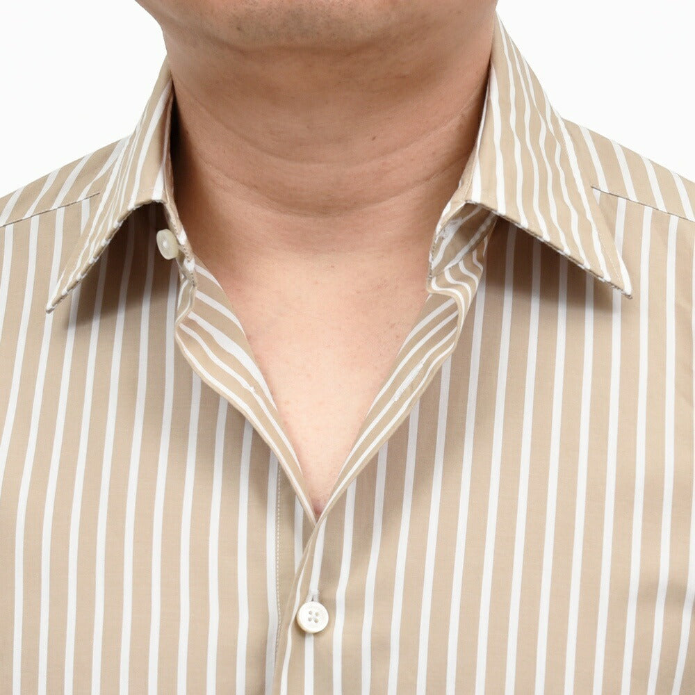 GLANSHIRT(グランシャツ) コットンブロードストライプセミワイドカラーシャツ 476-51404(M) 11065301052