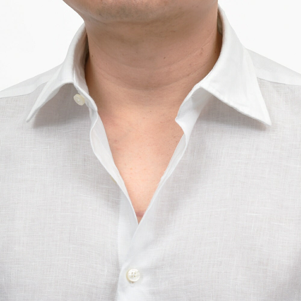 GLANSHIRT(グランシャツ) リネンソリッドセミワイドカラーシャツ 476-51402(M) 11065302052