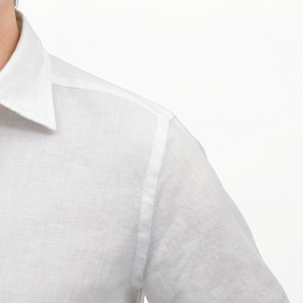 GLANSHIRT(グランシャツ) リネンソリッドセミワイドカラーシャツ 476-51402(M) 11065302052
