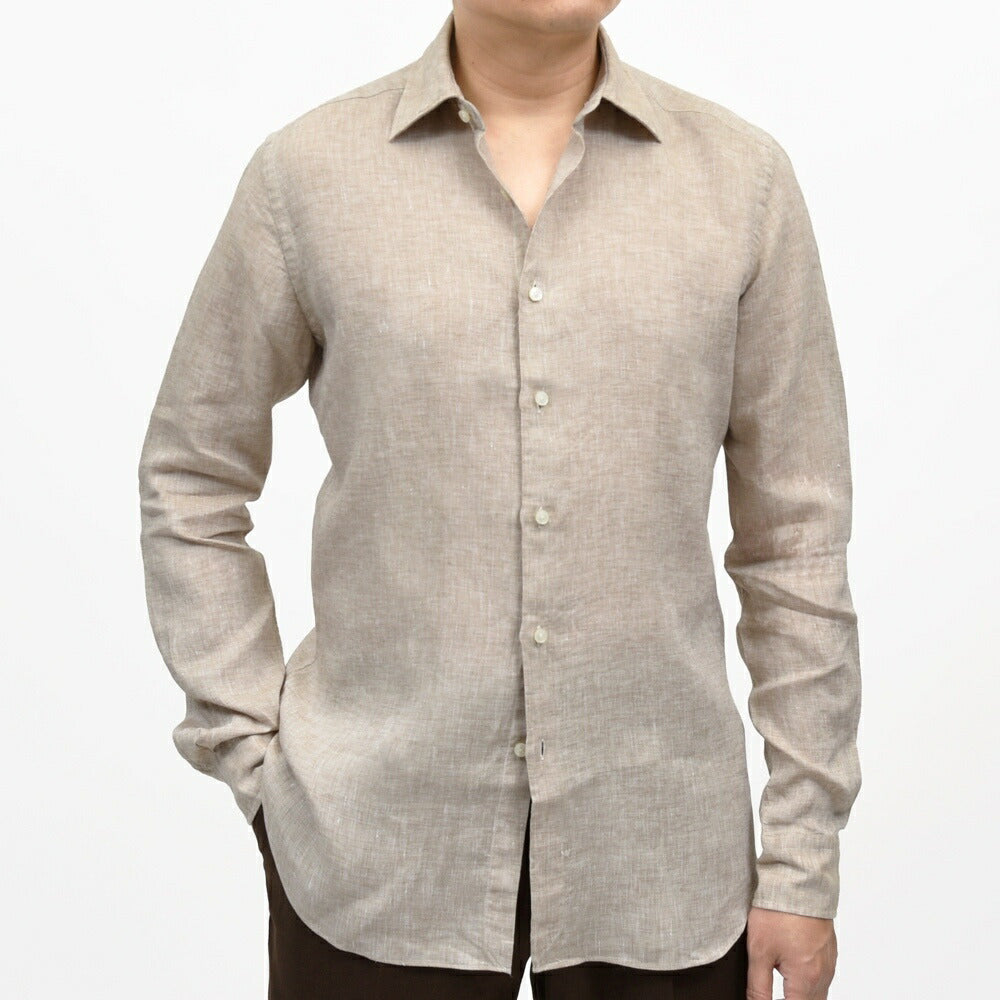 GLANSHIRT(グランシャツ) リネンソリッドセミワイドカラーシャツ 476-51402(M) 11065302052