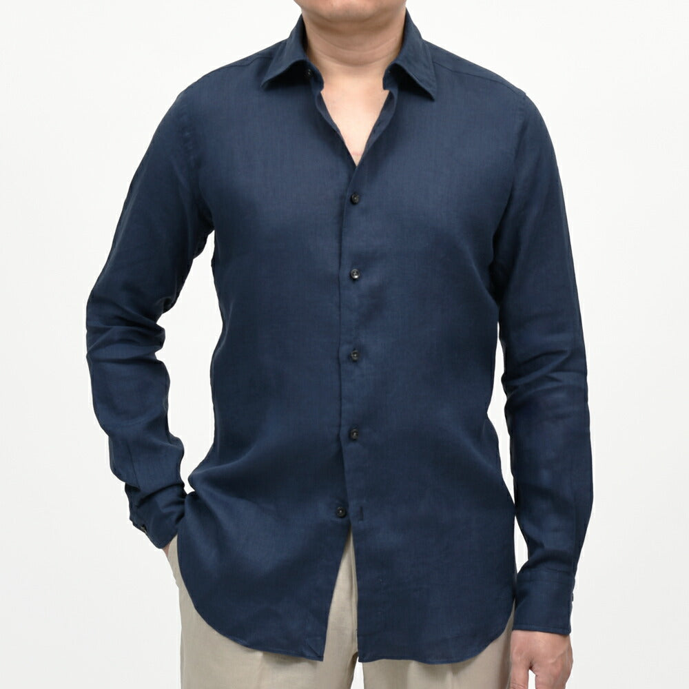 GLANSHIRT(グランシャツ) リネンソリッドセミワイドカラーシャツ 476-51402(M) 11065302052