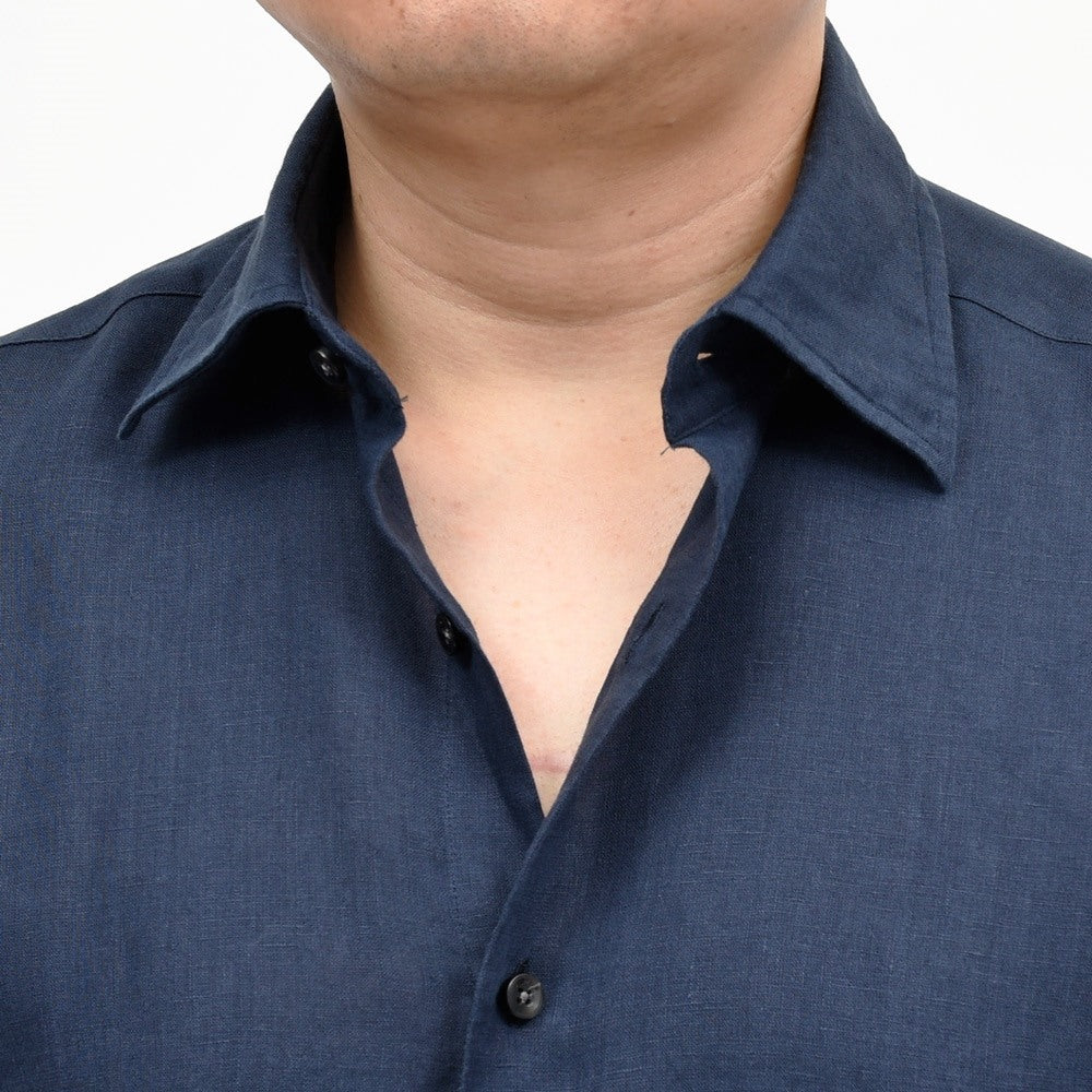 GLANSHIRT(グランシャツ) リネンソリッドセミワイドカラーシャツ 476-51402(M) 11065302052