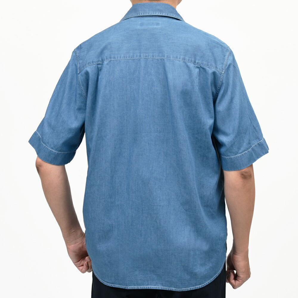 GLANSHIRT(グランシャツ) コットンシャンブレーS/Sオープンカラーシャツ 476-52402(M) 11065303052