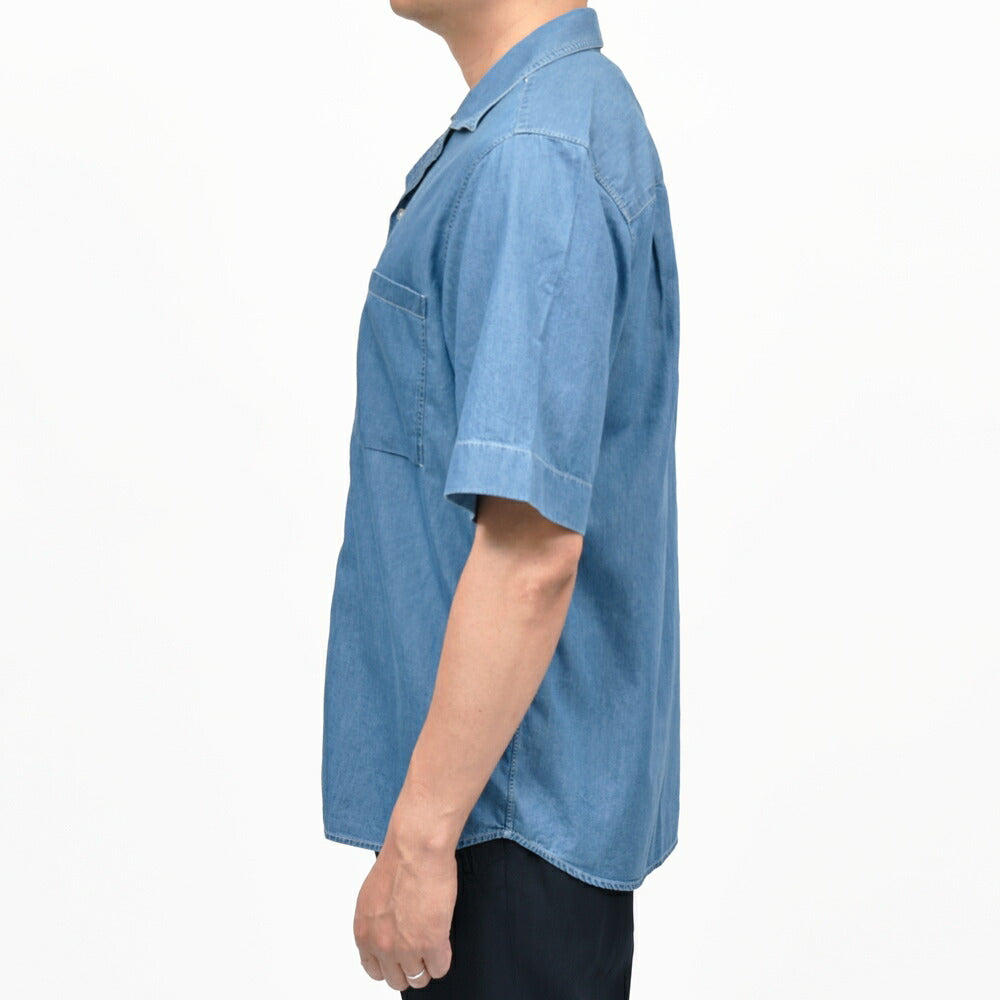 GLANSHIRT(グランシャツ) コットンシャンブレーS/Sオープンカラーシャツ 476-52402(M) 11065303052