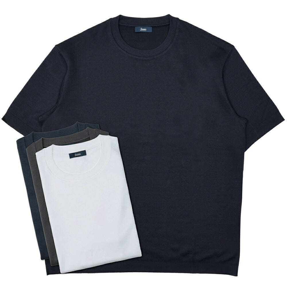 HERNO(ヘルノ) コットンニットエフェクトジャージS/Sクルーネックカットソー JG000206U-52059 12161001132
