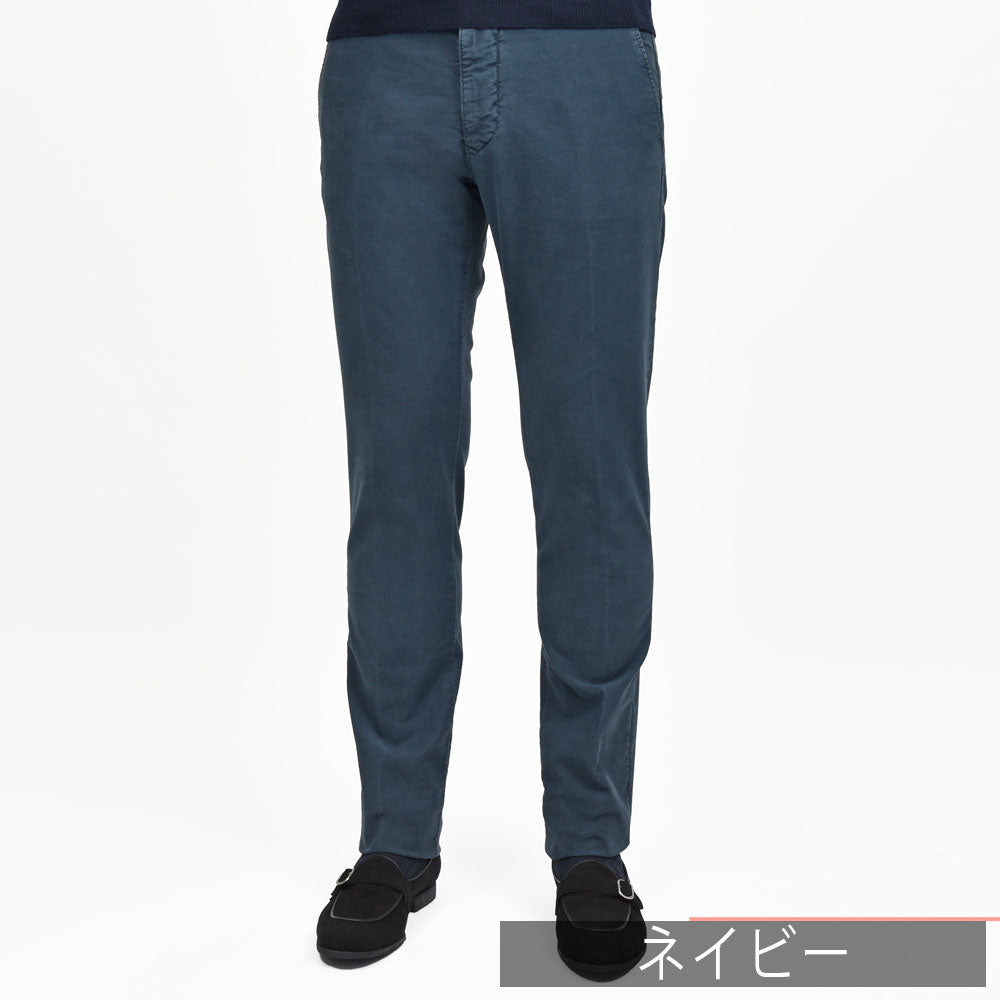 INCOTEX SLACKS(インコテックス スラックス) SLIM FIT ガーメントダイオーガニックコットンストレッチチノテーパードパンツ 18S100-4611E/41544 13052000052