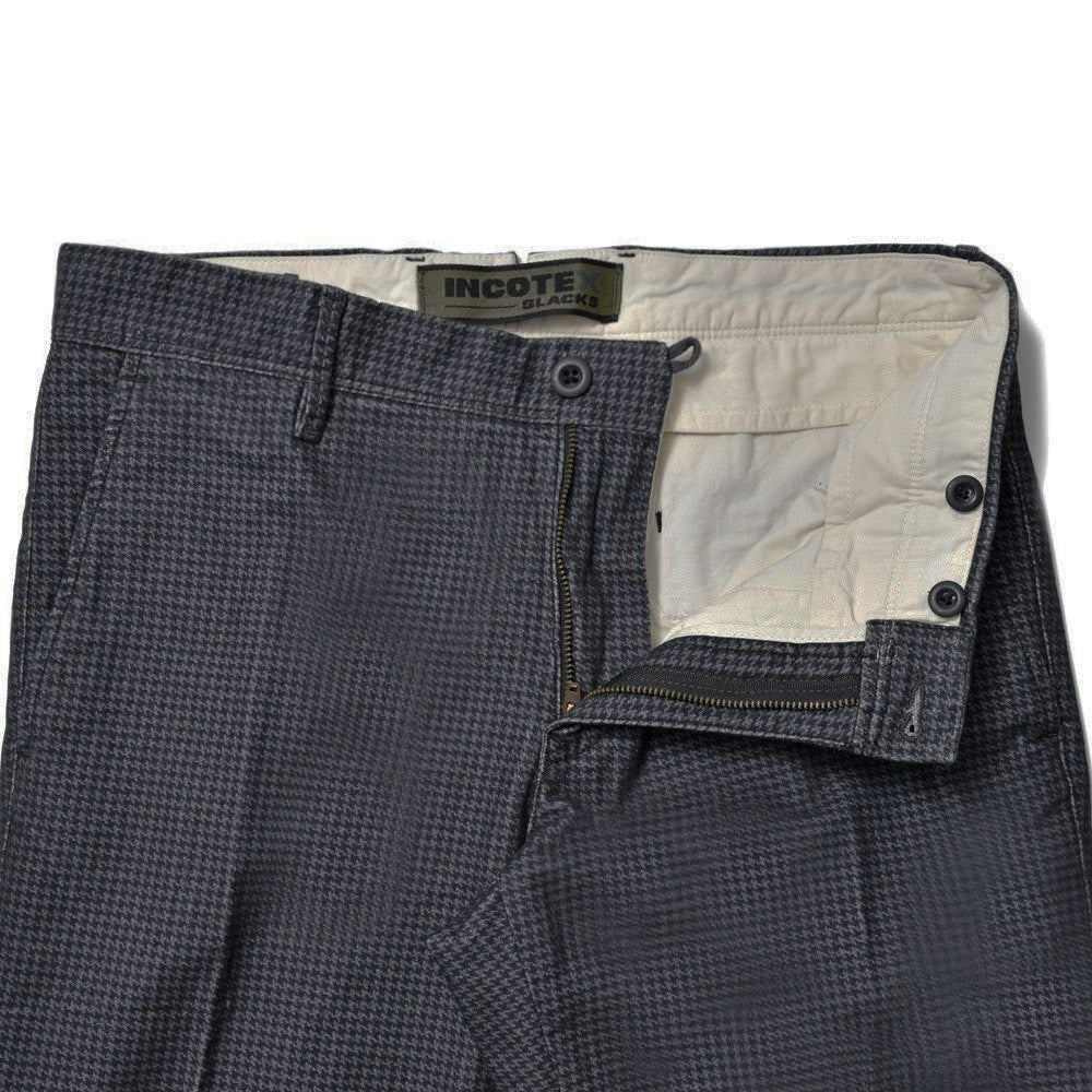 INCOTEX SLACKS(インコテックス スラックス) SLIM FIT ガーメントダイコットンストレッチネルハウンドトゥースプリントテーパードパンツ 18S100-40593/21515 13052003052