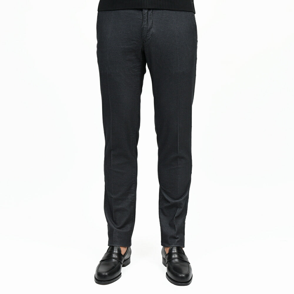 INCOTEX SLACKS(インコテックス スラックス) SLIM FIT ガーメントダイコットンストレッチネルハウンドトゥースプリントテーパードパンツ 18S100-40593/21515 13052003052