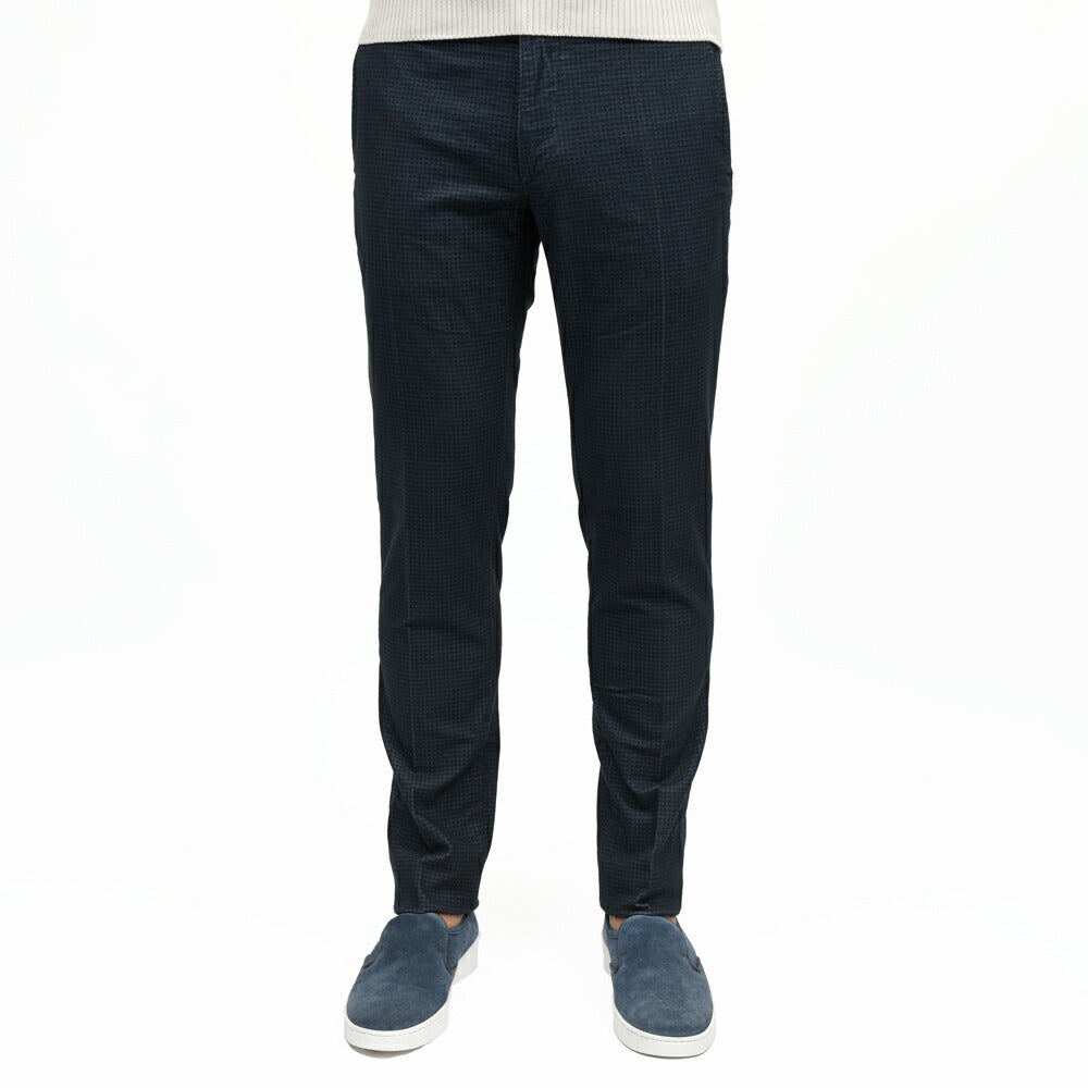INCOTEX SLACKS(インコテックス スラックス) SLIM FIT ガーメントダイコットンストレッチネルハウンドトゥースプリントテーパードパンツ 18S100-40593/21515 13052003052