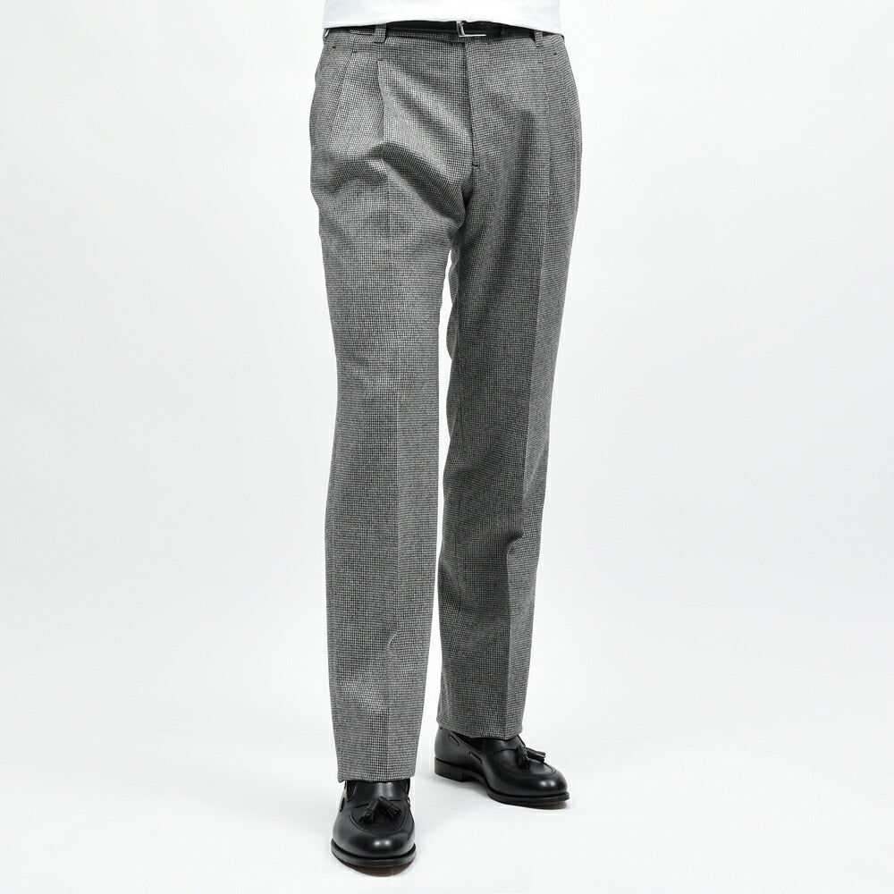IGARASHI TROUSERS(五十嵐トラウザーズ) ウールハウンドトゥース2プリーツパンツ / ストレート / William Halstead 13052237187