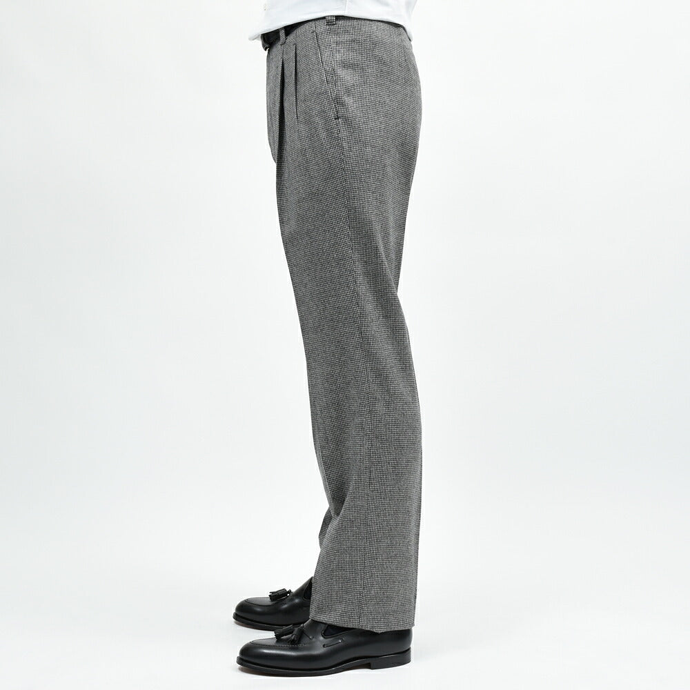 IGARASHI TROUSERS(五十嵐トラウザーズ) ウールハウンドトゥース2プリーツパンツ / ストレート / William Halstead 13052237187