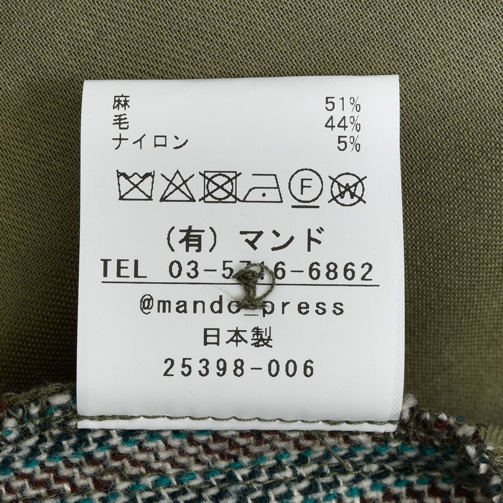 mando(マンド) リネンウールツィードセミフレアベルテッドパンツ 25398-006 13052402037