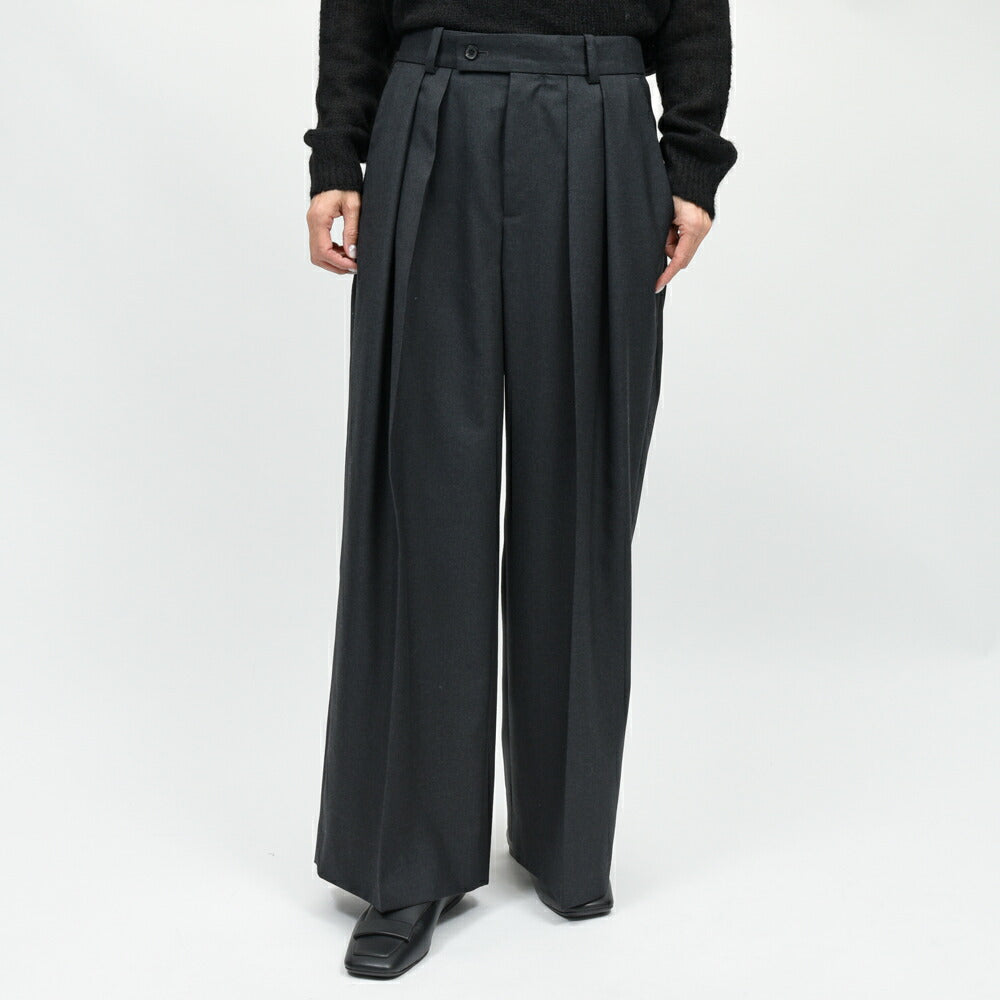 LA COLLECTION(ラ コレクション) ウールサージ2インプリーツワイドパンツ IRA TROUSERS genderless 13052701039