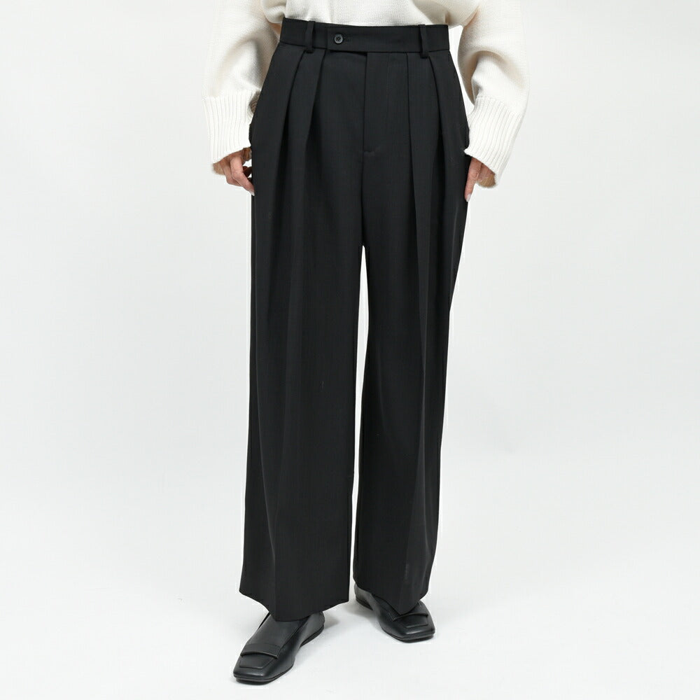 LA COLLECTION(ラ コレクション) ウールサージ2インプリーツワイドパンツ IRA TROUSERS genderless 13052701039