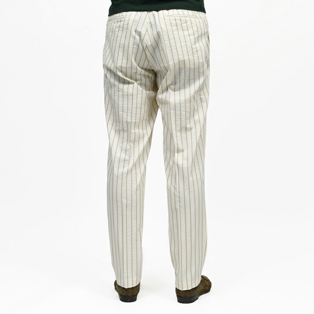 BERWICH(ベルウィッチ) SAKE GYMサケジム コットンシアサッカーストライプ1プリーツシャーリングテーパードパンツ TS1490 13065000039