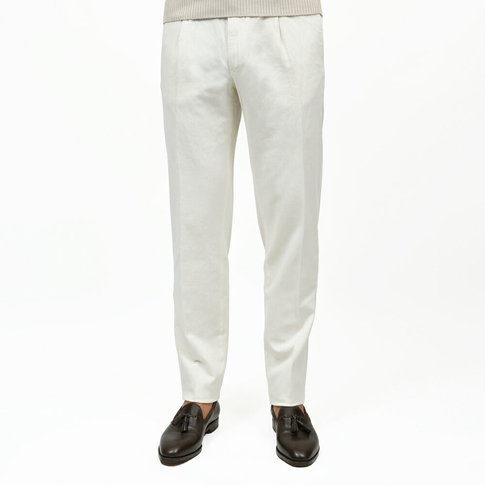 INCOTEX SLACKS(インコテックス スラックス) TAPERED FIT オーガニックストレッチコットンリネンギャバジン1プリーツテーパードチノ 188/470-51502(M) 13065300052