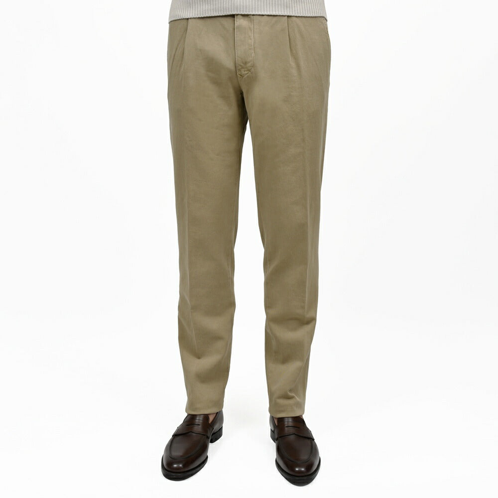 INCOTEX SLACKS(インコテックス スラックス) TAPERED FIT オーガニックストレッチコットンリネンギャバジン1プリーツテーパードチノ 188/470-51502(M) 13065300052