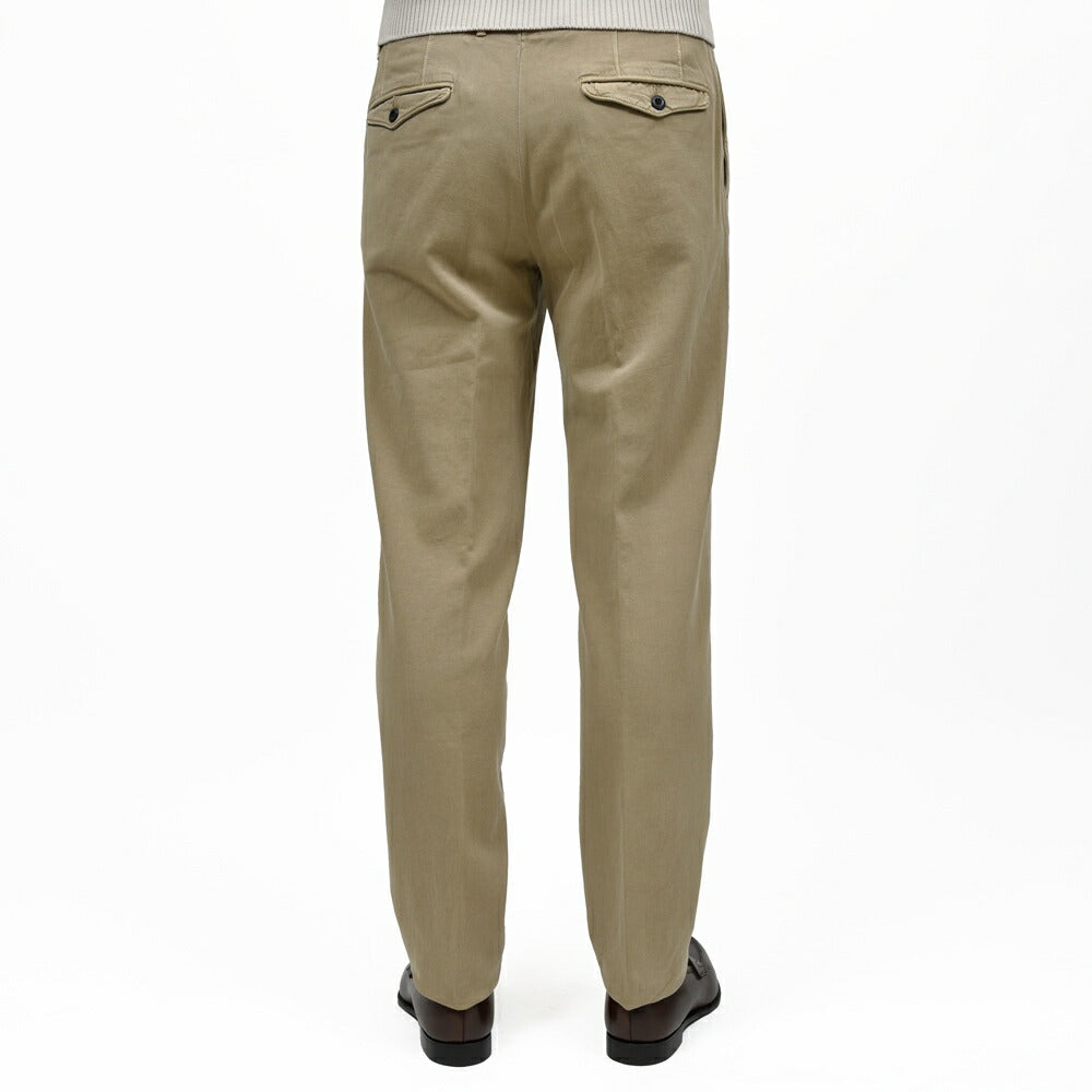 INCOTEX SLACKS(インコテックス スラックス) TAPERED FIT オーガニックストレッチコットンリネンギャバジン1プリーツテーパードチノ 188/470-51502(M) 13065300052