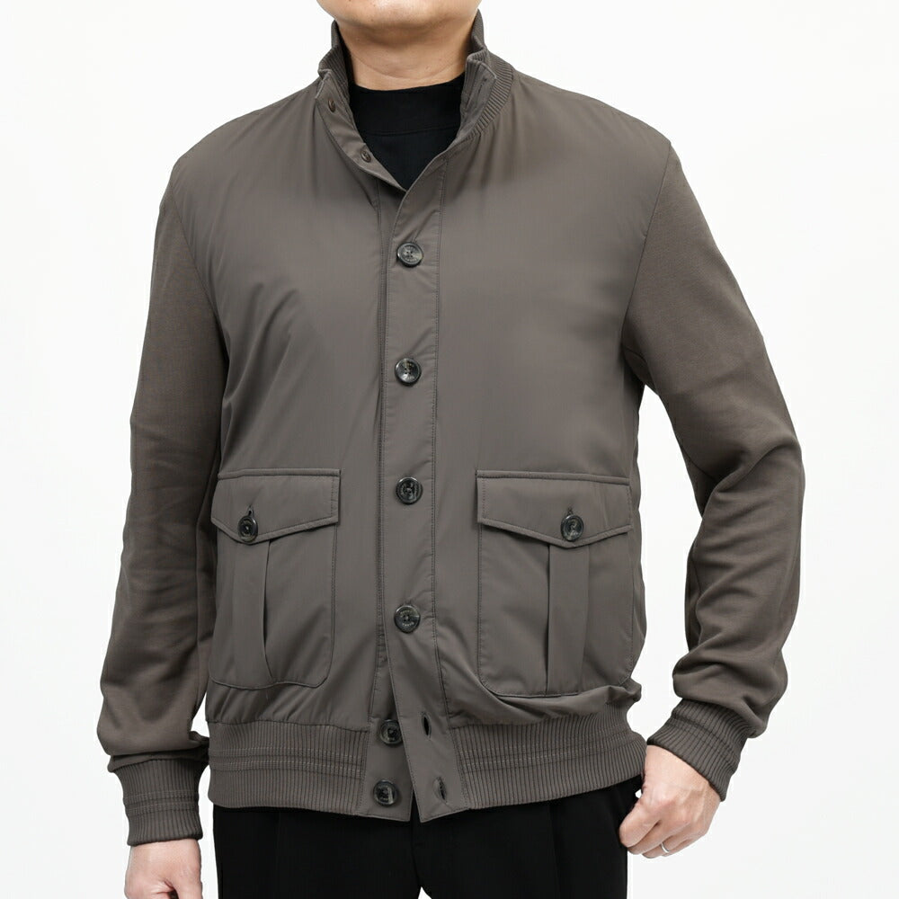 HERNO(ヘルノ) RESORTリゾート ウォーターレペレントナイロン×コットンジャージハイブリッドスタンドカラーブルゾン JC00017UR-52107 14052600132