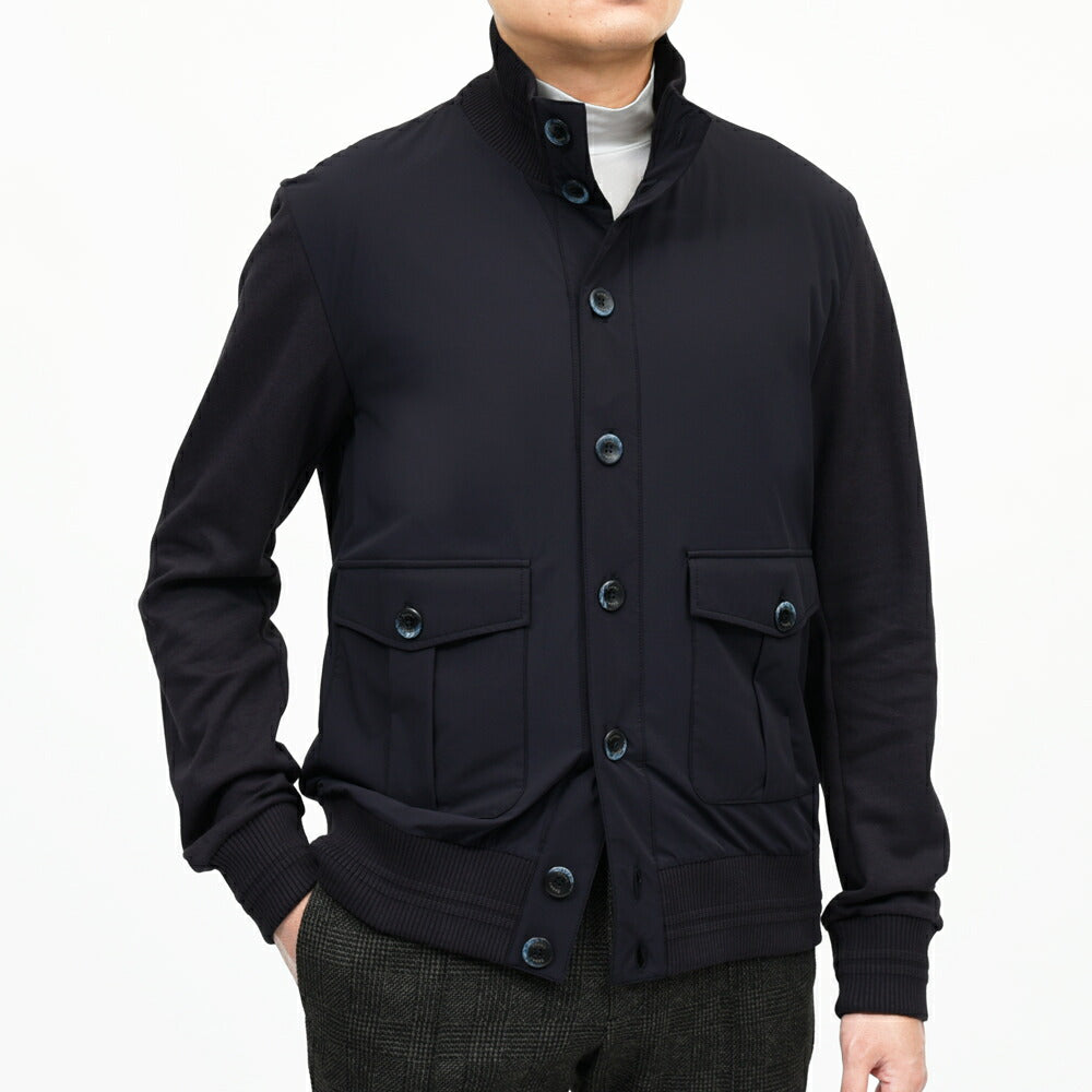 HERNO(ヘルノ) RESORTリゾート ウォーターレペレントナイロン×コットンジャージハイブリッドスタンドカラーブルゾン JC00017UR-52107 14052600132
