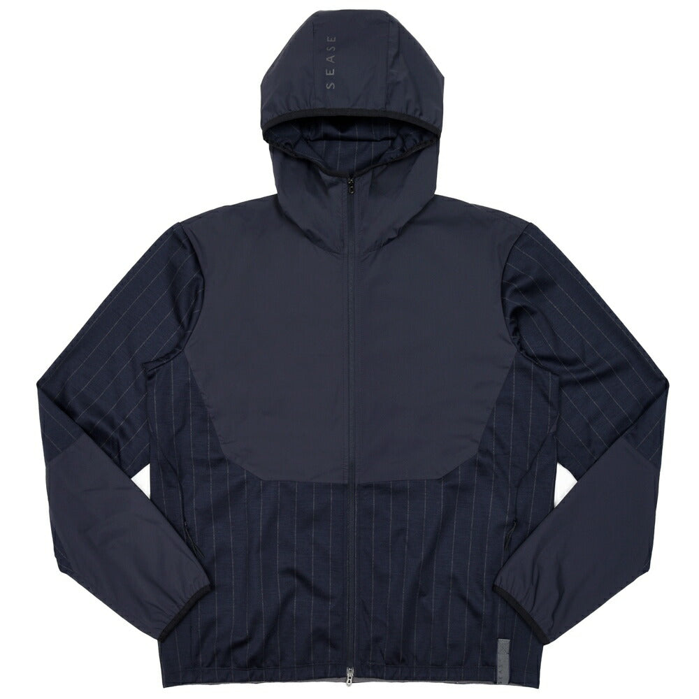 SEASE(シーズ) ZIPPED FOODIE HYBRID ウールジャージチョークストライプハイブリッドジップフーディー WH049TJ232 14061001039