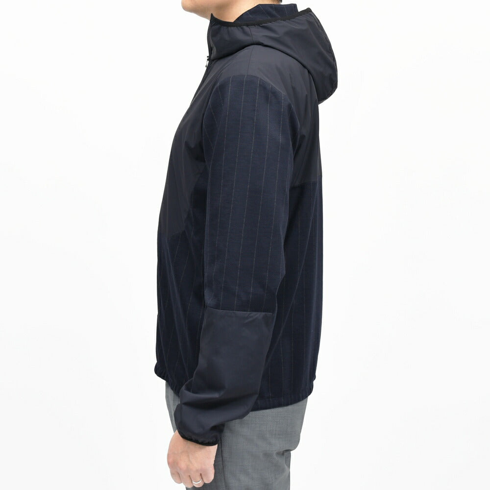 SEASE(シーズ) ZIPPED FOODIE HYBRID ウールジャージチョークストライプハイブリッドジップフーディー WH049TJ232 14061001039