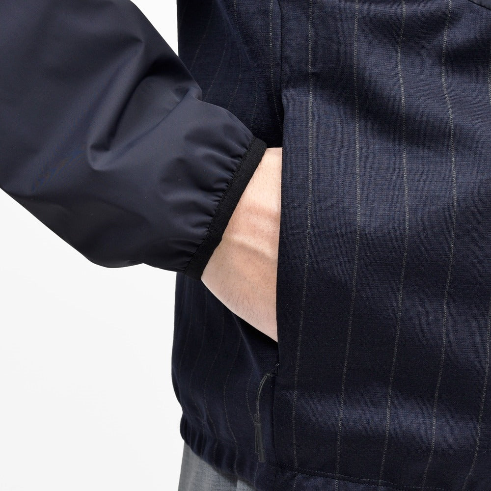 SEASE(シーズ) ZIPPED FOODIE HYBRID ウールジャージチョークストライプハイブリッドジップフーディー WH049TJ232 14061001039