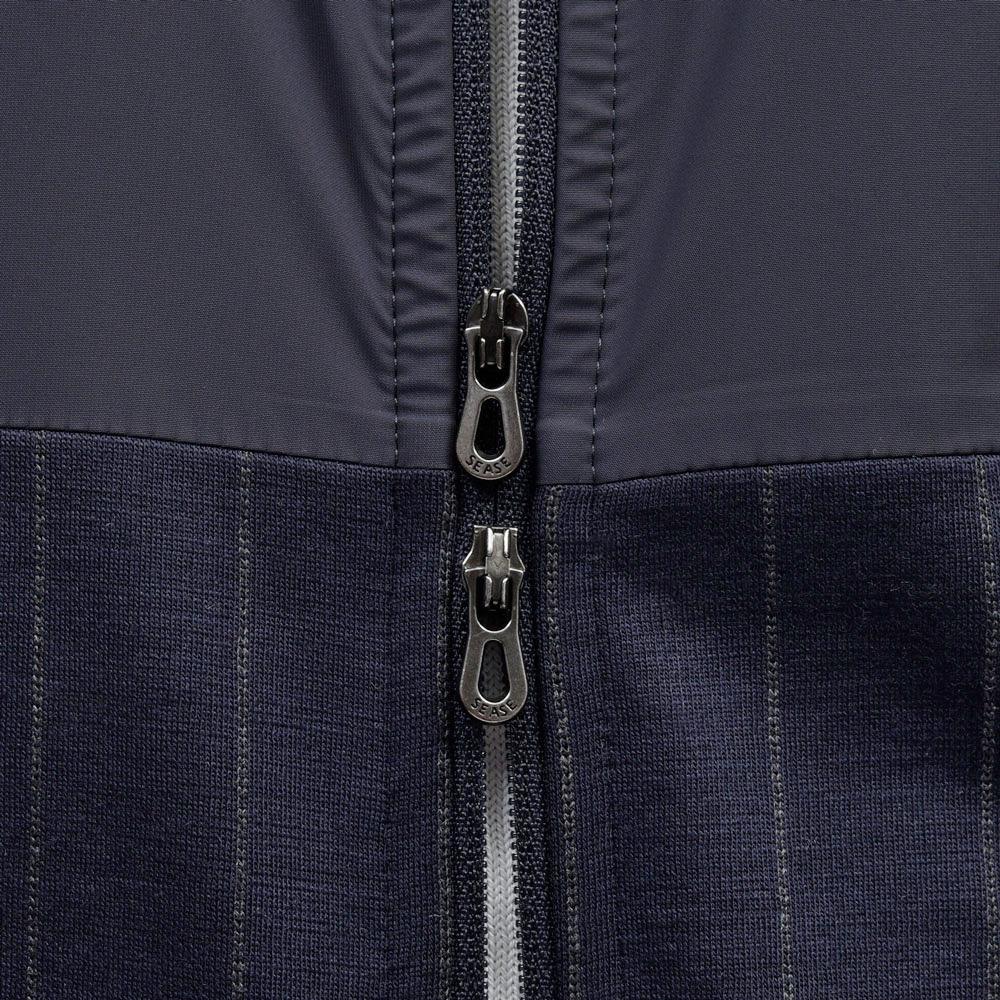 SEASE(シーズ) ZIPPED FOODIE HYBRID ウールジャージチョークストライプハイブリッドジップフーディー WH049TJ232 14061001039