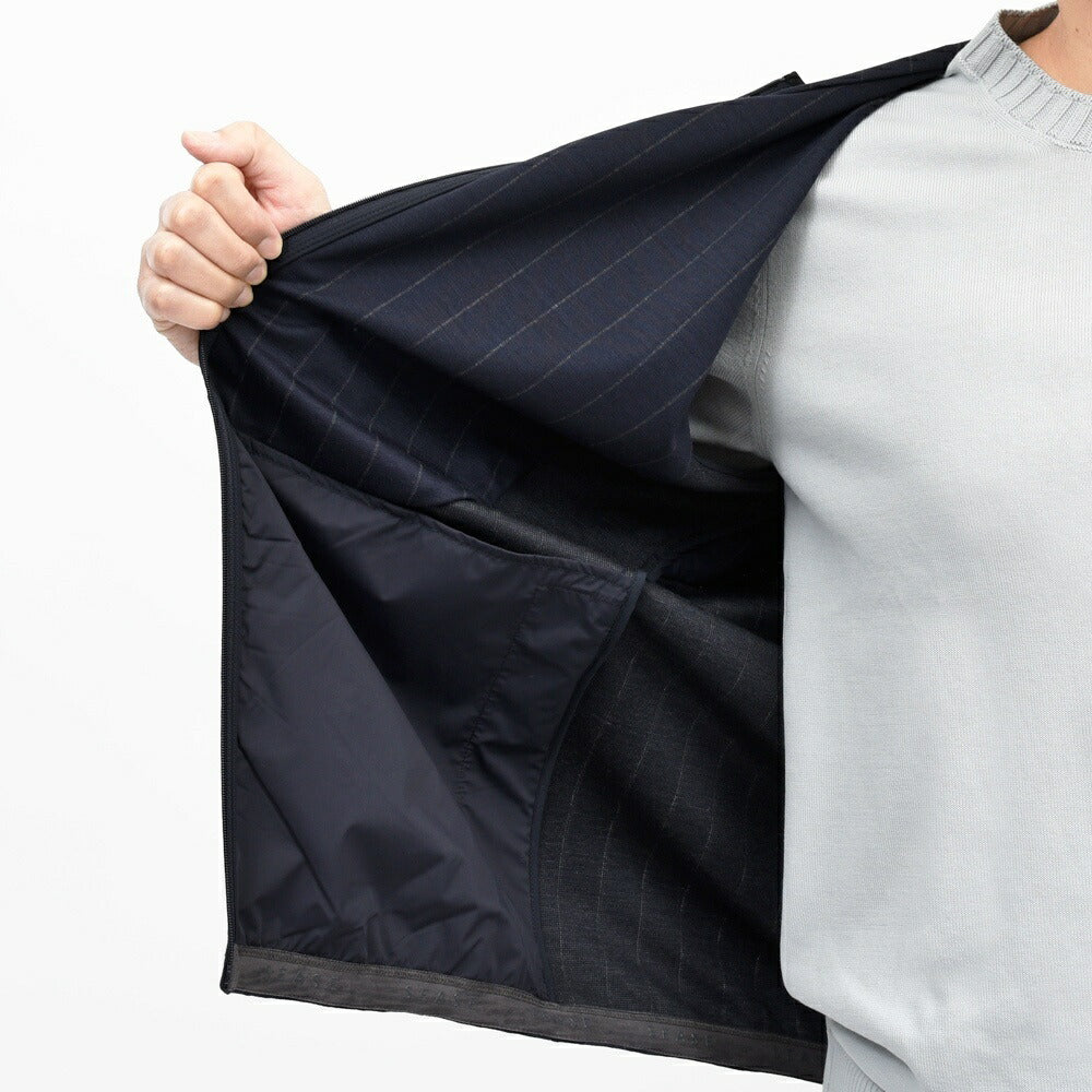 SEASE(シーズ) ZIPPED FOODIE HYBRID ウールジャージチョークストライプハイブリッドジップフーディー WH049TJ232 14061001039