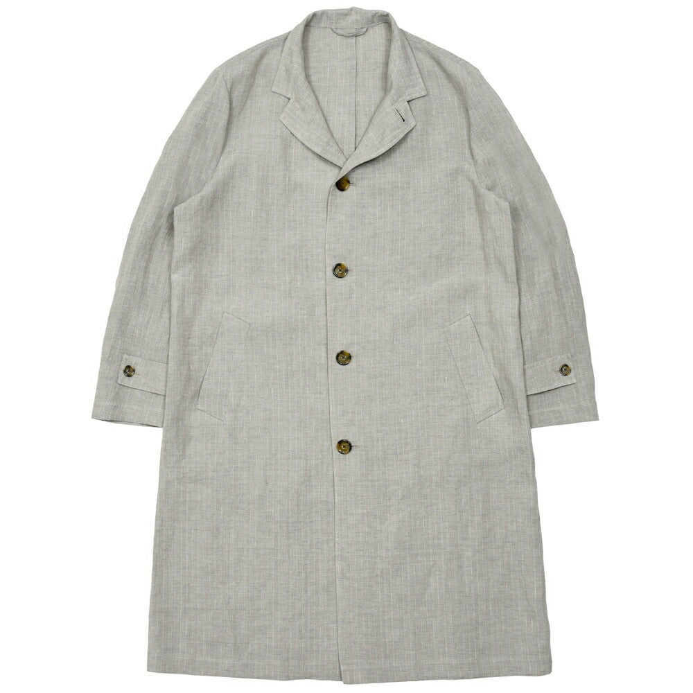 LARDINI(ラルディーニ) GAIOガイオ リネンピンストライプスタンドカラーライトコート PACA66204 14161005109