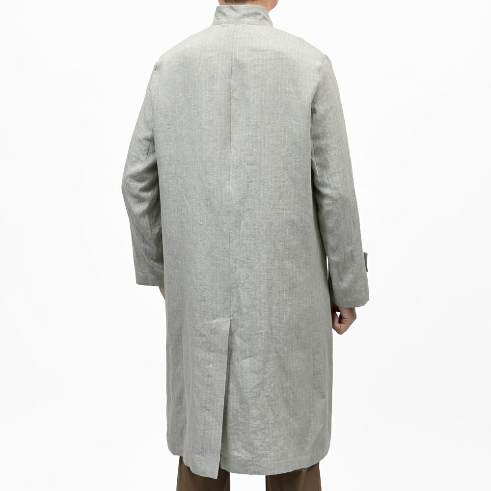 LARDINI(ラルディーニ) GAIOガイオ リネンピンストライプスタンドカラーライトコート PACA66204 14161005109