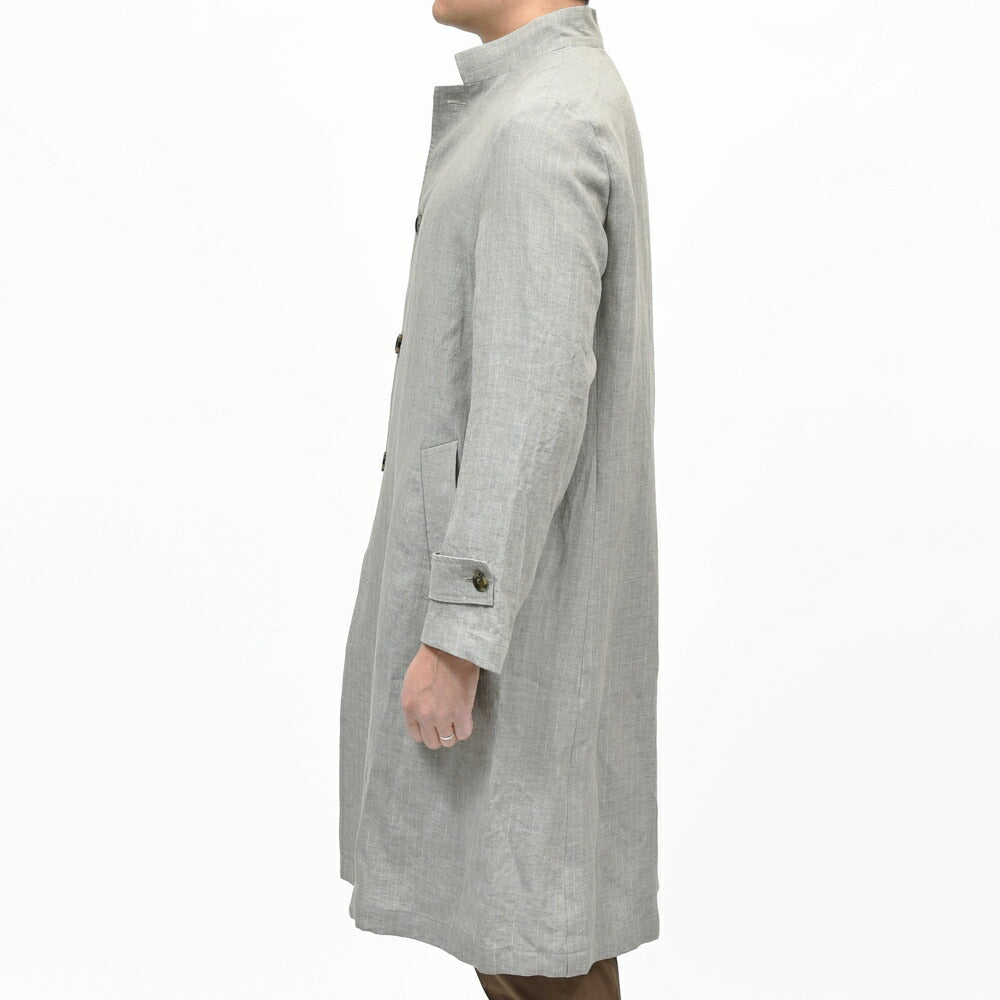 LARDINI(ラルディーニ) GAIOガイオ リネンピンストライプスタンドカラーライトコート PACA66204 14161005109