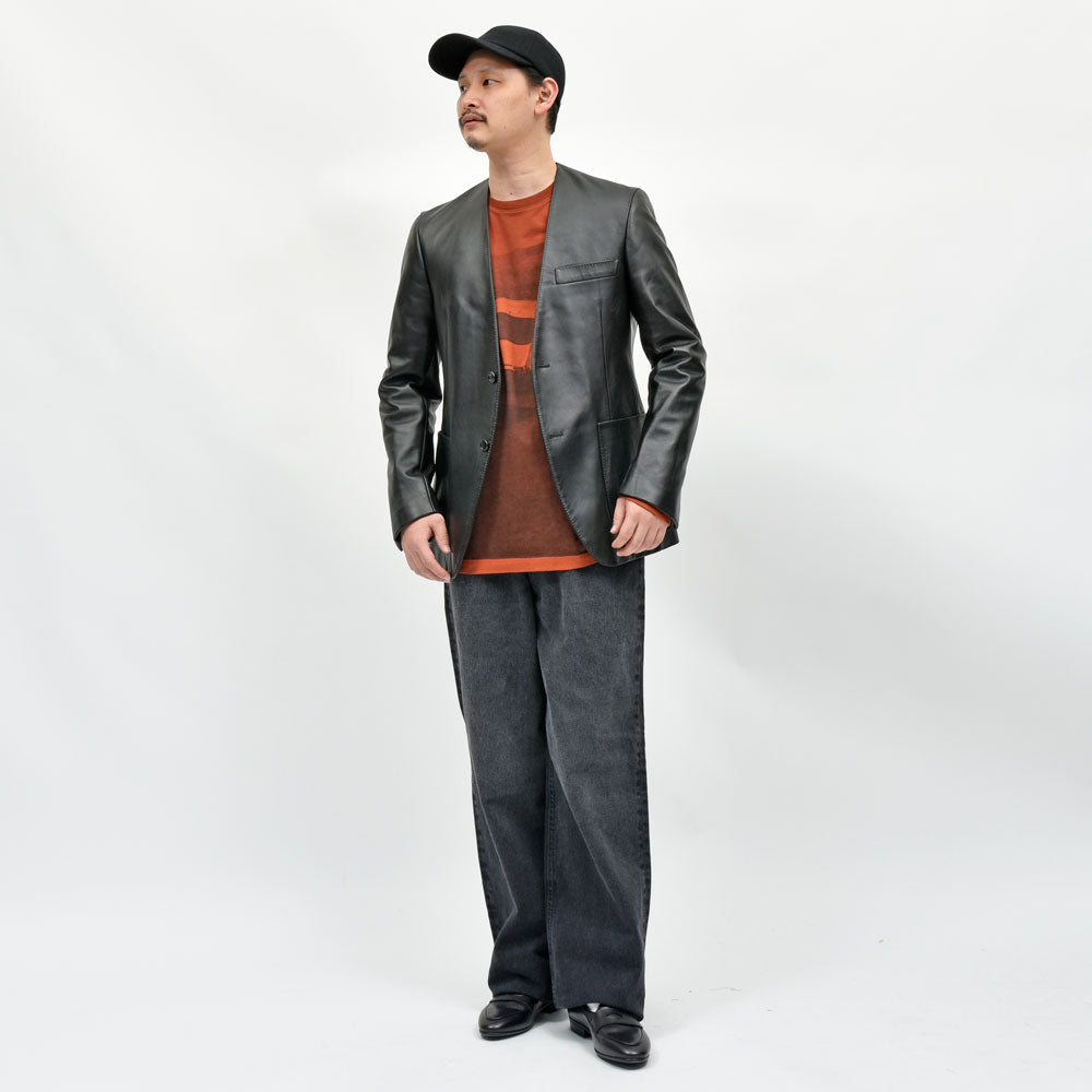 Belvest(ベルベスト) ナッパレザーノーカラー2Bジャケット G604-9666 14252400020