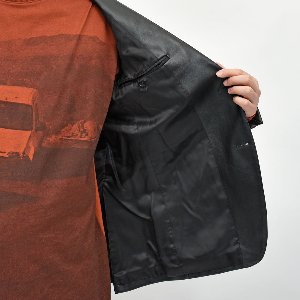 Belvest(ベルベスト) ナッパレザーノーカラー2Bジャケット G604-9666 14252400020