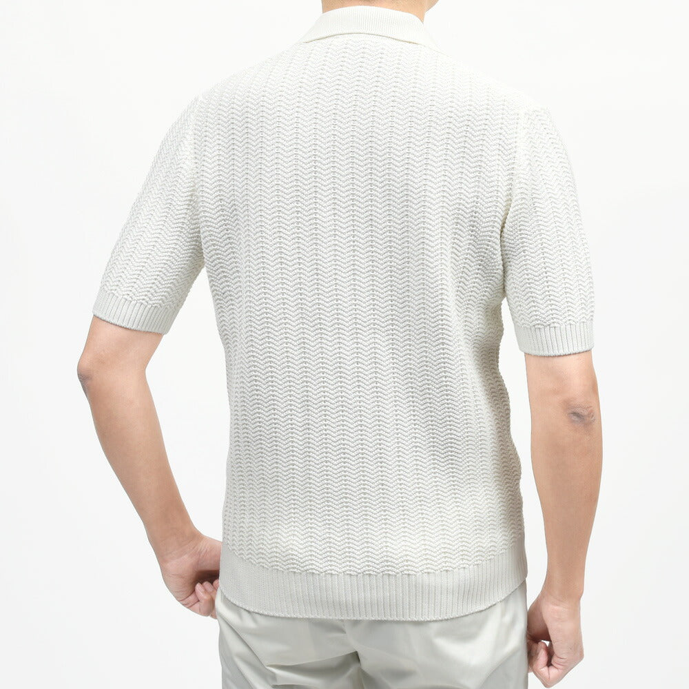 GRAN SASSO(グランサッソ) オーガニックコットンジャガードS/Sスキッパーニットポロ 23139/18068 16061002035