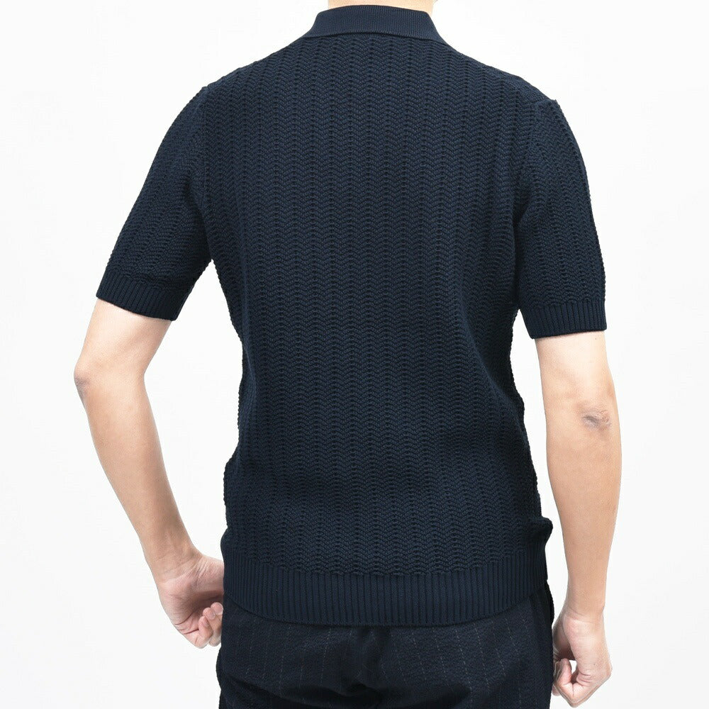 GRAN SASSO(グランサッソ) オーガニックコットンジャガードS/Sスキッパーニットポロ 23139/18068 16061002035