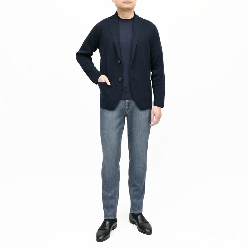 FILIPPO DE LAURENTIIS(フィリッポ デ ローレンティス) クレープコットンミラノリブ2Bニットジャケット RJMLMPT09 16061004109