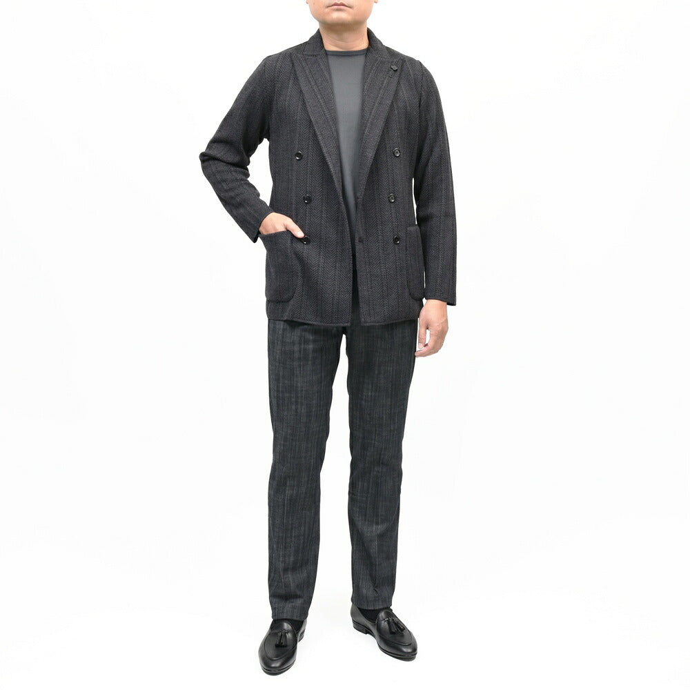 LARDINI(ラルディーニ) ウールヘリンボーンダブルニットジャケット CNJLJM57/AC67004 16062005109