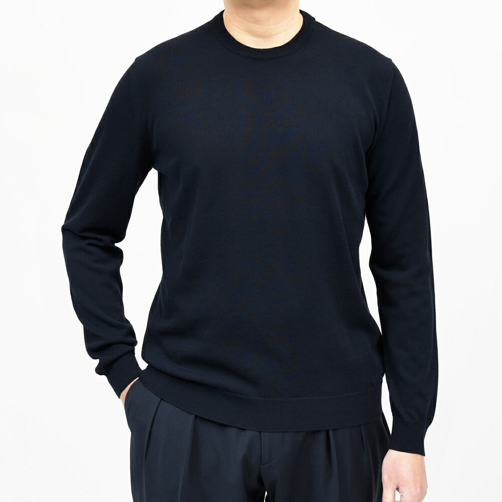 ZANONE(ザノーネ) 12ゲージコットンクレープクルーネックニット 472-55401(M) 16065300052