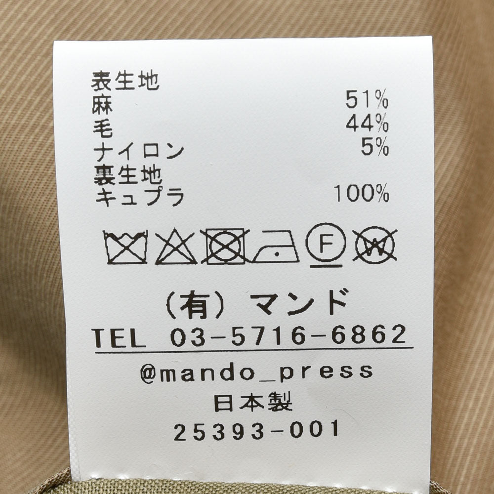 mando(マンド) リネンウールツィード2Bジャケット 25393-001 17052400037