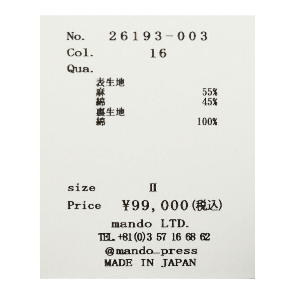 mando(マンド) リネンコットンストライプ2Bジャケット 26193-003 17061400037