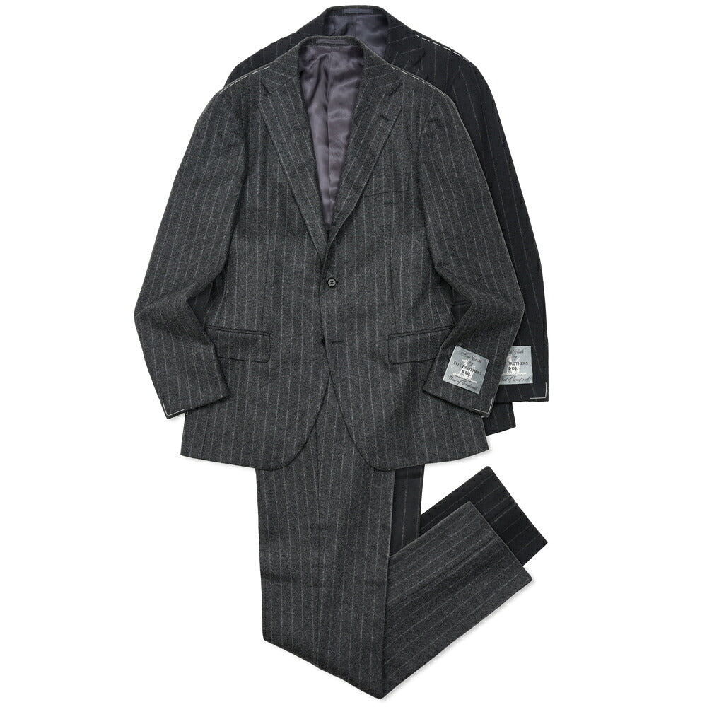 guji(グジ)ウールフランネルチョークストライプ3B1プリーツスーツ MADE BY RING JACKET / FOX BROTHERS - CBT5 17162208028