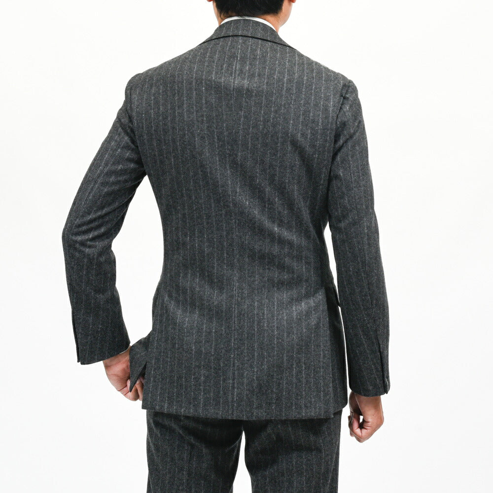 guji(グジ)ウールフランネルチョークストライプ3B1プリーツスーツ MADE BY RING JACKET / FOX BROTHERS - CBT5 17162208028