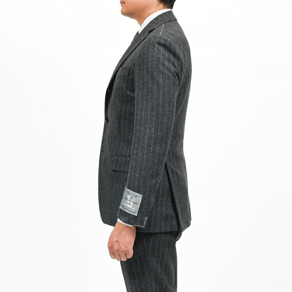 guji(グジ)ウールフランネルチョークストライプ3B1プリーツスーツ MADE BY RING JACKET / FOX BROTHERS - CBT5 17162208028